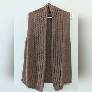 Massimo Dutti Open Front Sweater Vest In Brown. Size M.
